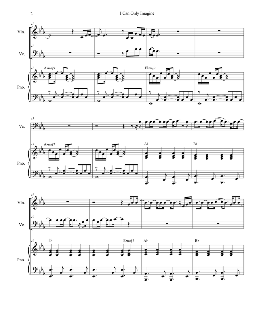 I Can Only Imagine Piano Trio scores gallery preview page 2