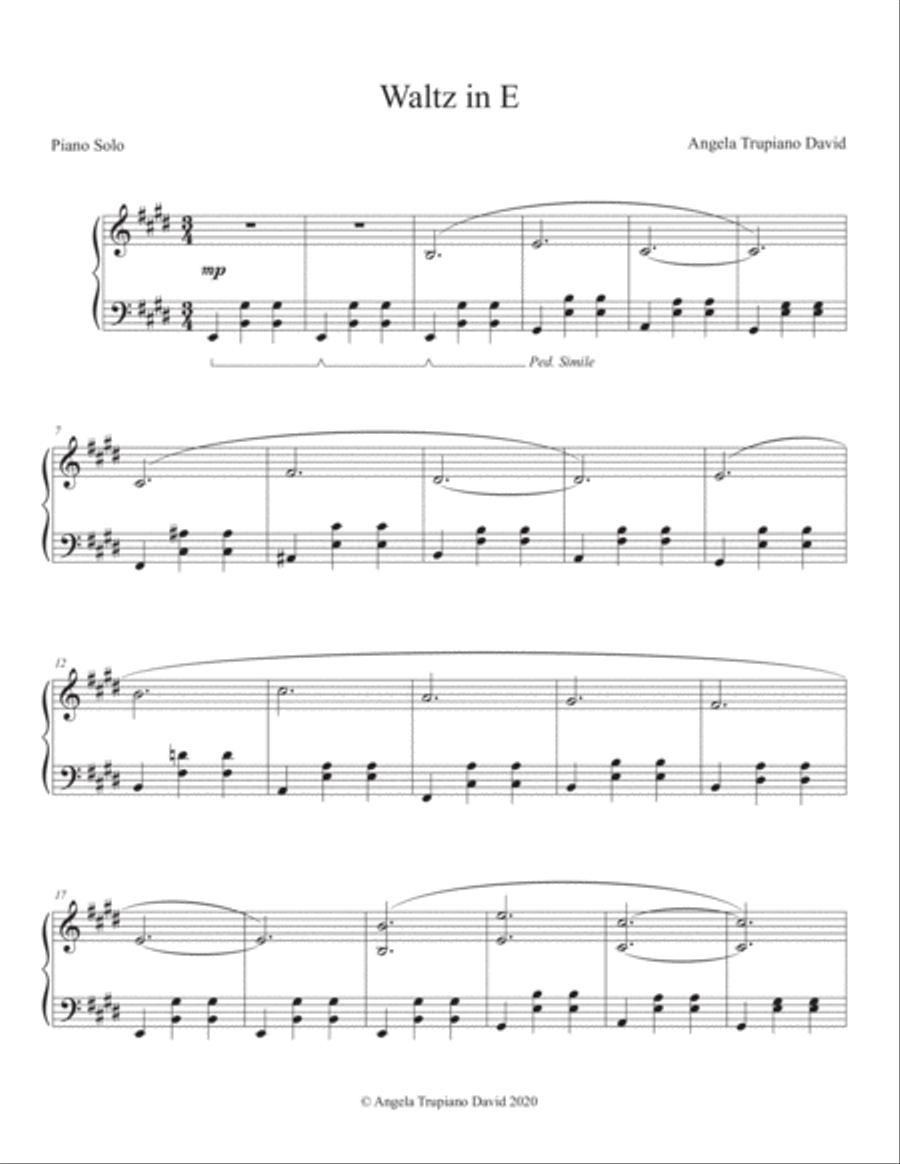 Waltz in E Piano Solo scores gallery preview page 1