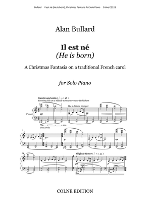Book cover for Il est né (He is born) - a Christmas Fantasia on a traditional French carol, for piano solo