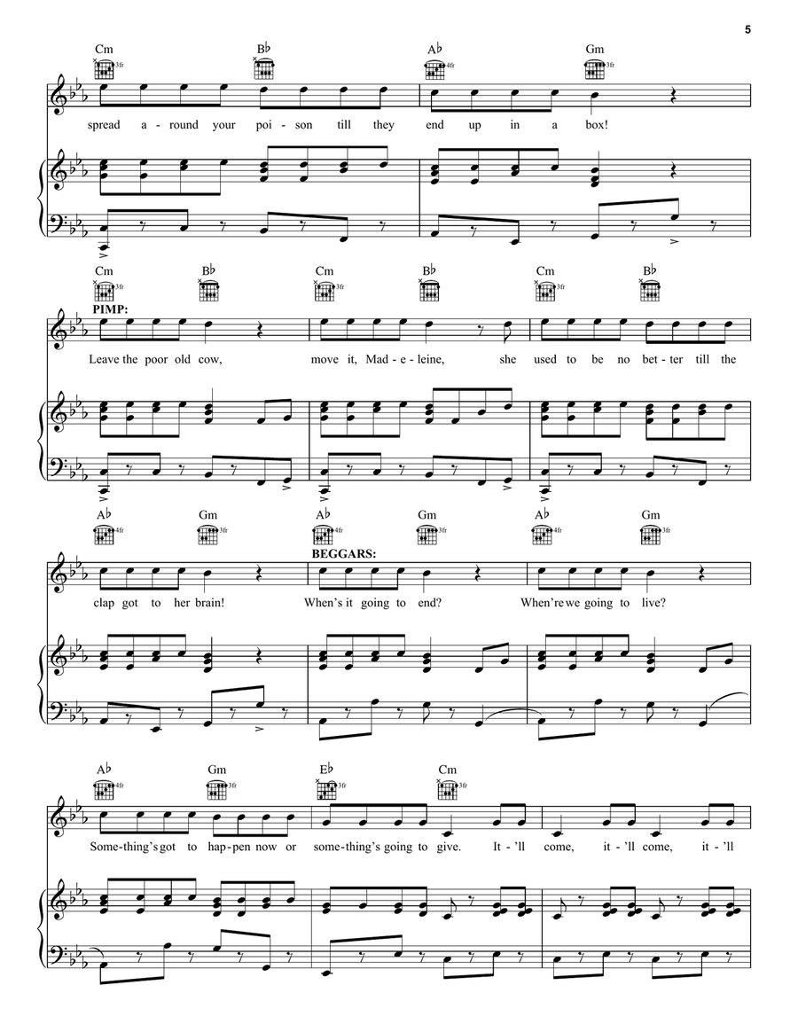 Look Down Piano, Vocal, Guitar scores gallery preview page 5
