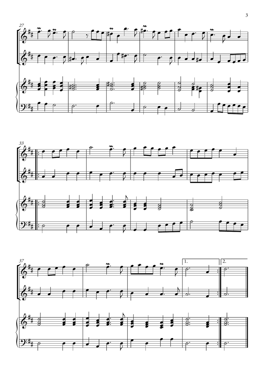 Te Deum Prelude (for 2 Flutes and Piano) Flute Duet scores gallery preview page 3