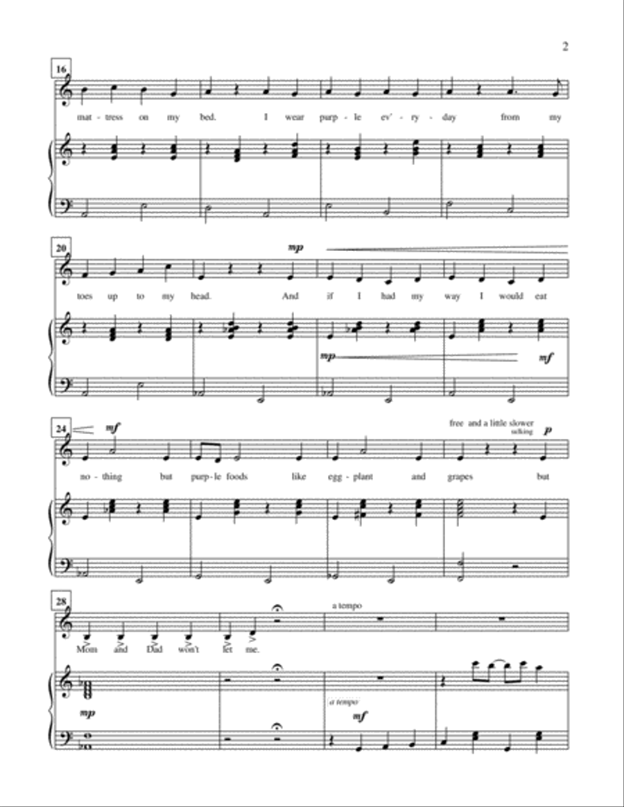 Purple - From Bad Moods And Seven More Super Reasons To Sing A Silly Song Voice Solo scores gallery preview page 3