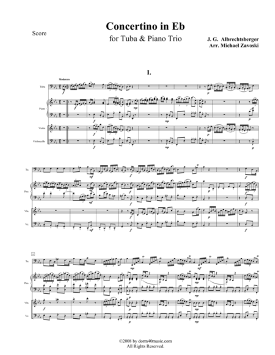 Concertino in Eb for Tuba & Piano Trio Piano Trio scores gallery preview page 3