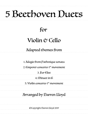 Book cover for 5 Beethoven duets - Violin & Cello