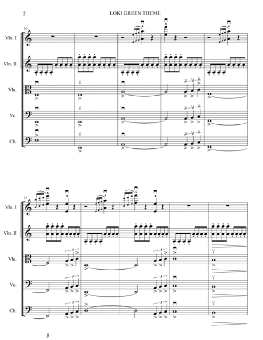Loki Green Theme String Orchestra scores gallery preview page 4