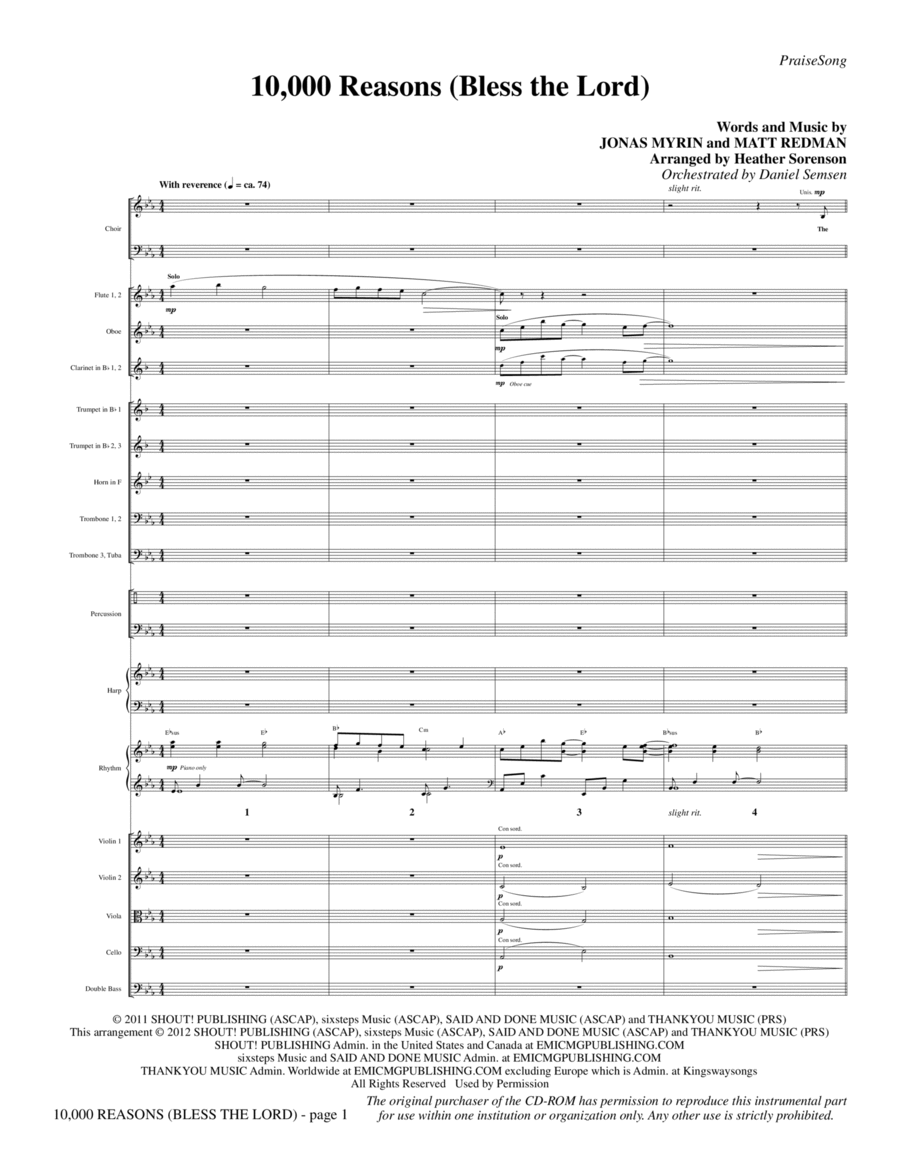 10,000 Reasons (Bless The Lord) - Full Score Choir scores gallery preview page 1