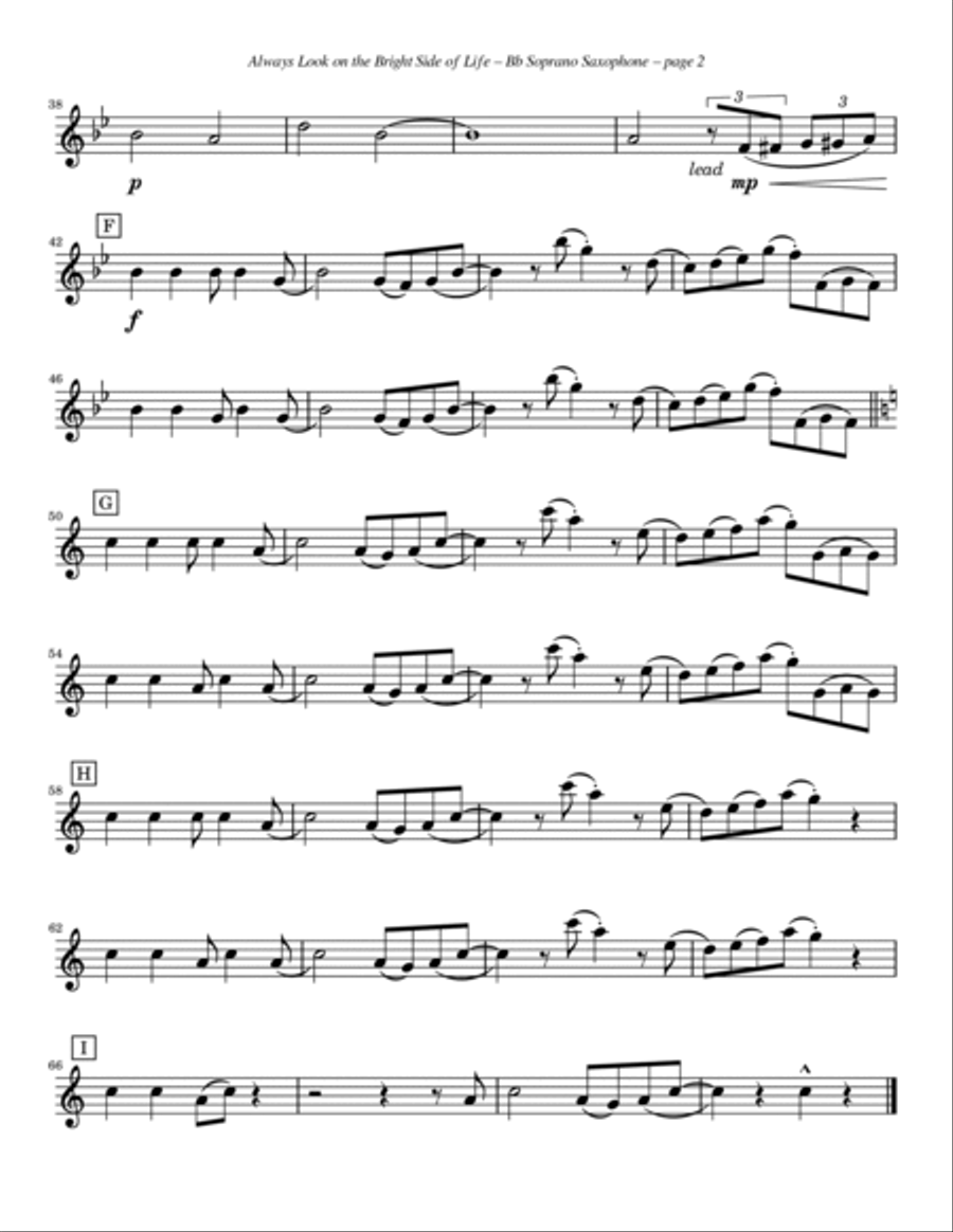 Always Look On The Bright Side Of Life Saxophone Quartet scores gallery preview page 6