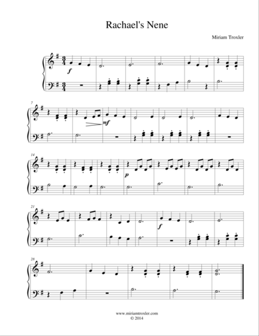 Rachael's Nene Rachael's Nene Piano Method scores gallery preview page 1