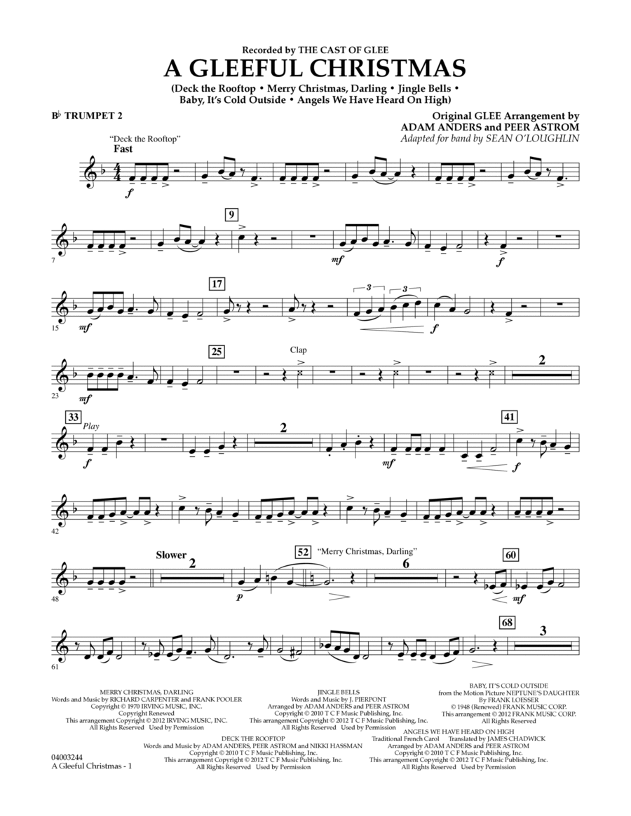 A Gleeful Christmas - Bb Trumpet 2 Concert Band scores gallery preview page 1