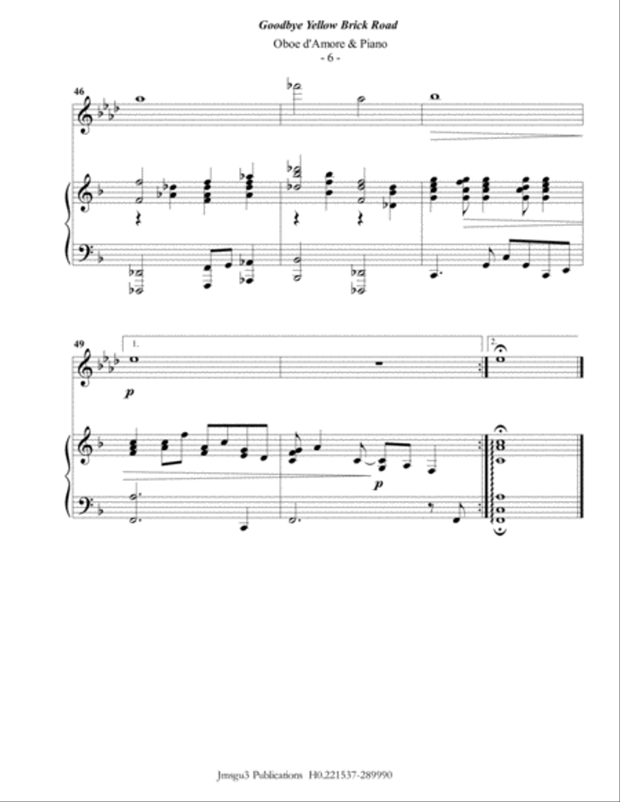 Goodbye Yellow Brick Road Oboe scores gallery preview page 6