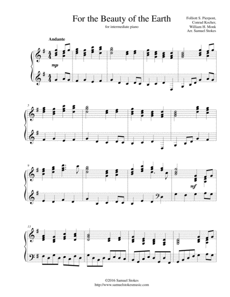 For the Beauty of the Earth - for intermediate piano image number null