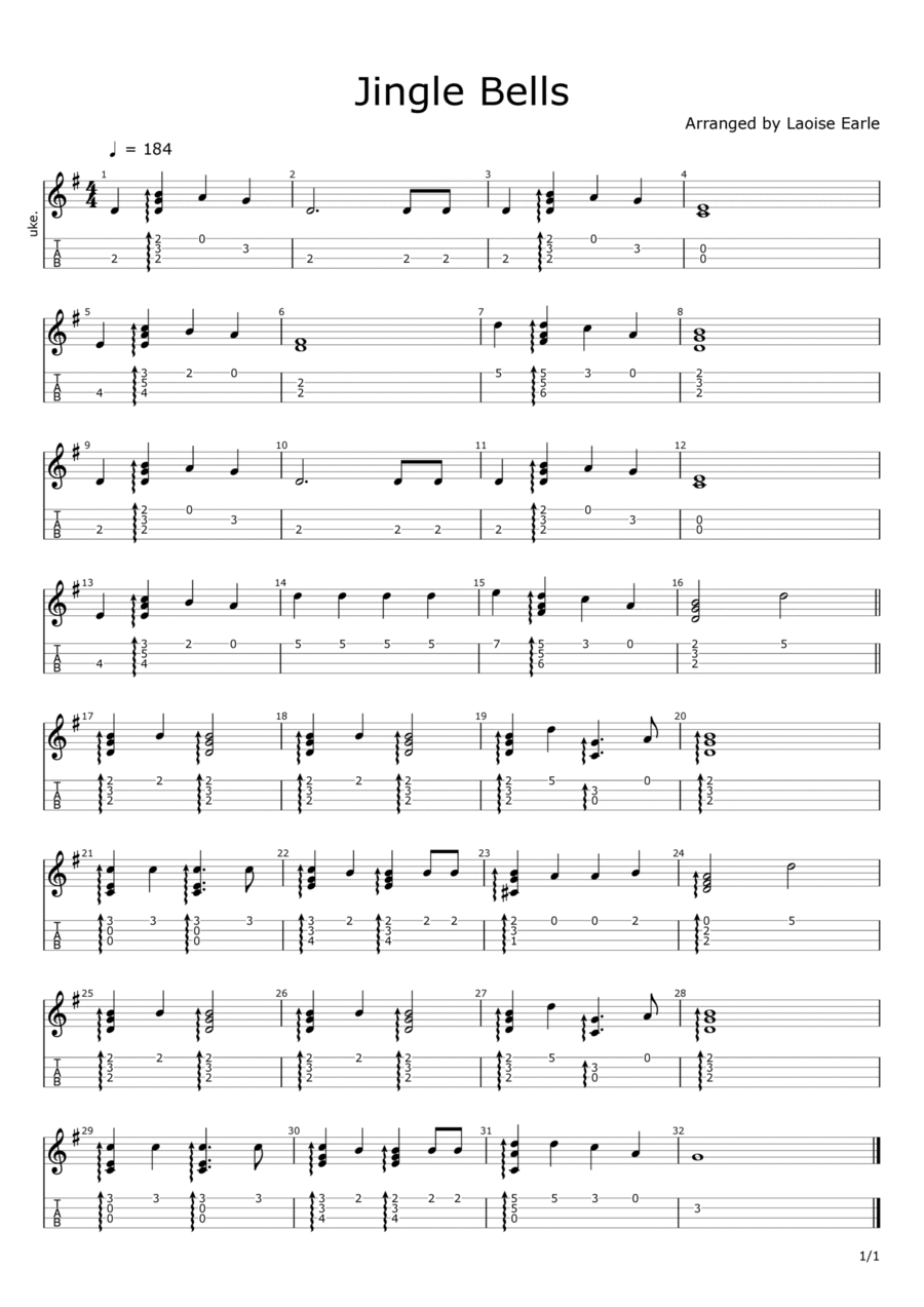 Jingle Bells (Ukulele Fingerstyle) Ukulele scores gallery preview page 1