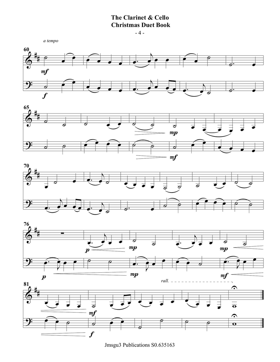 The Clarinet & Cello Christmas Duet Book Clarinet scores gallery preview page 5
