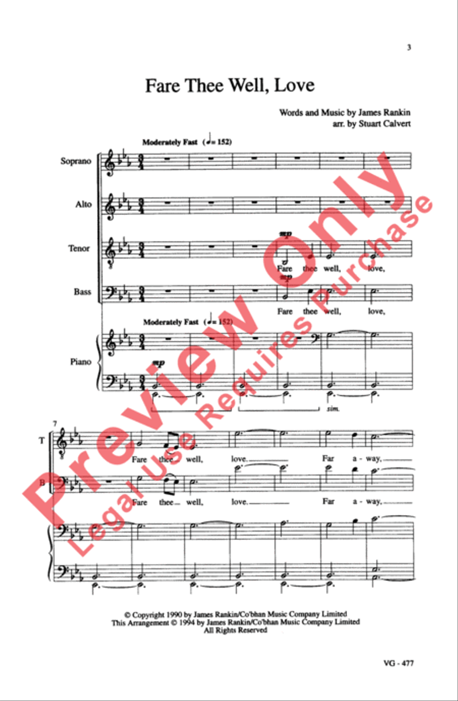 Fare Thee Well Love 4-Part scores gallery preview page 3