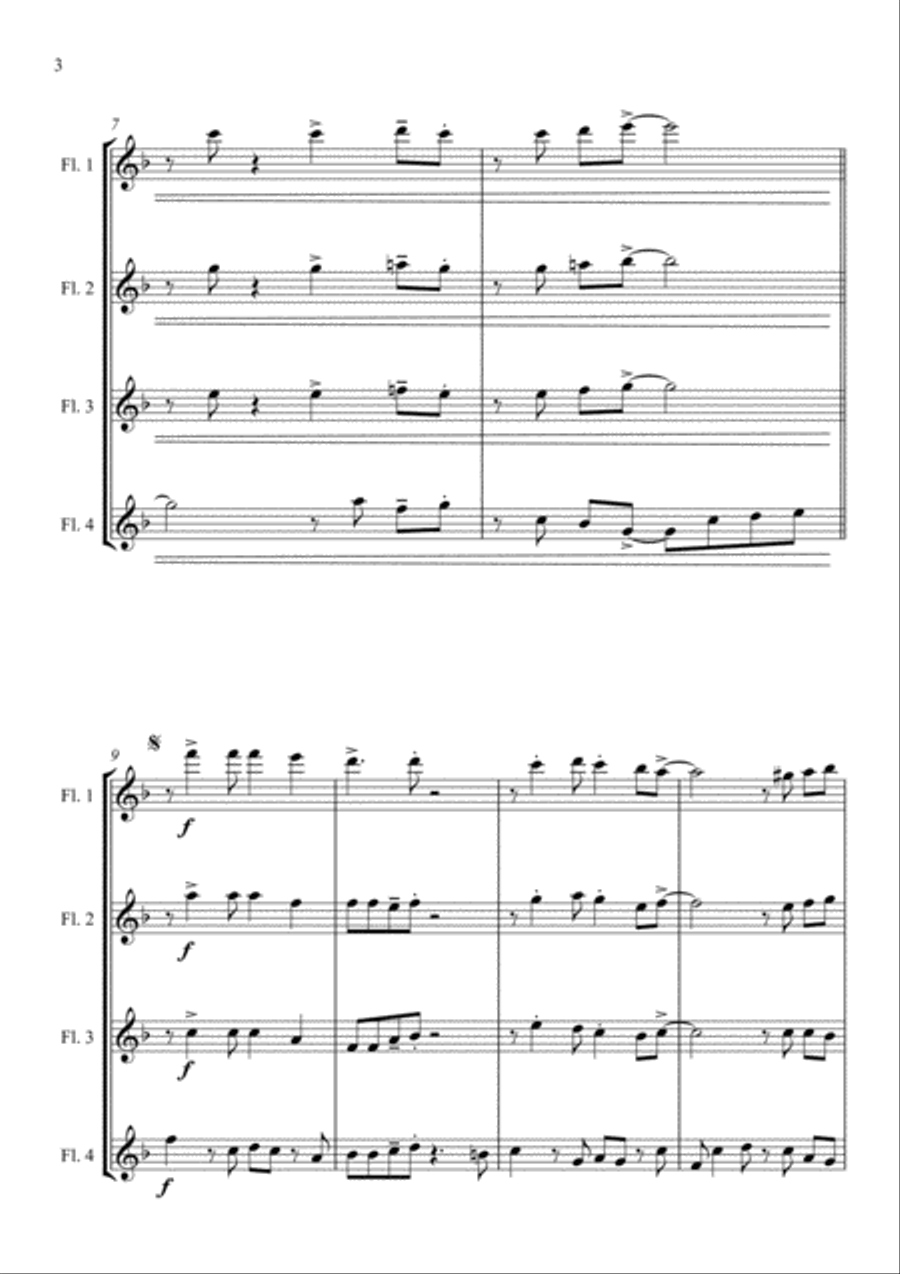 Country Garden - A Jazz Arrangement - for Flute Quartet Flute Quartet scores gallery preview page 4