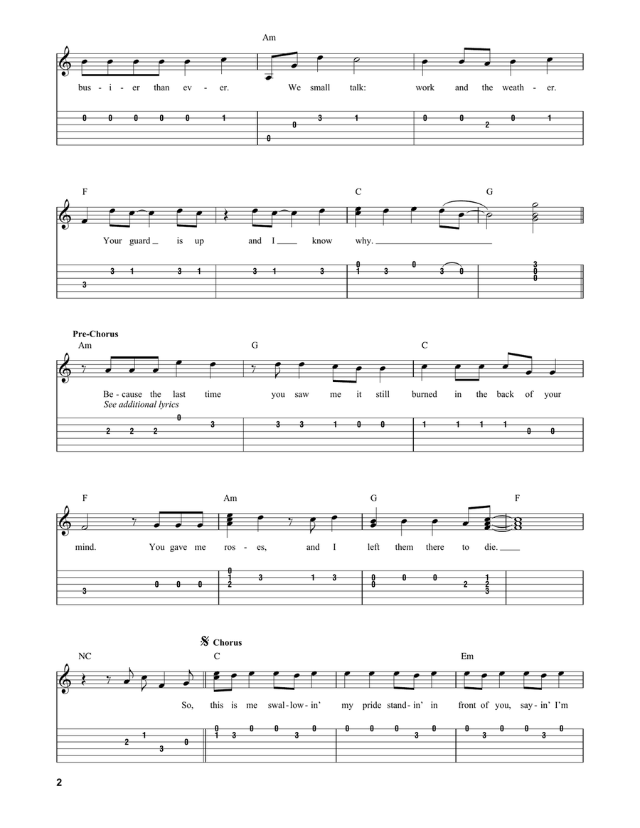 Back To December Acoustic Guitar scores gallery preview page 2