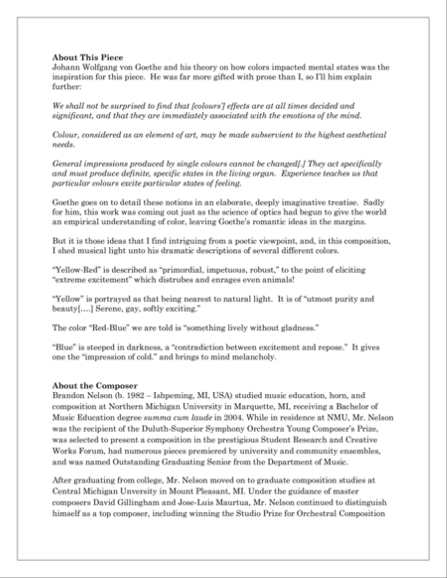 The Emotional Lives of Colors (for trumpet, piano, and percussion) Chamber Music scores gallery preview page 2