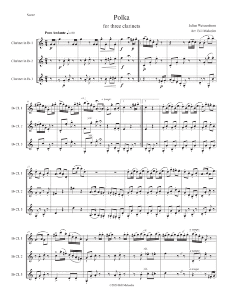 Polka for clarinet trio Clarinet Trio scores gallery preview page 1
