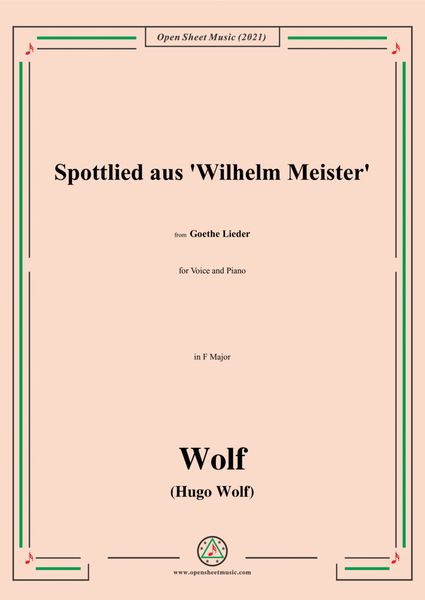 Wolf-Spottlied aus Wilhelm Meister,in F Major,IHW10 No.4,from Goethe Lieder,for Voice and Piano image number null