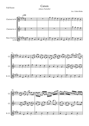 Canon - Johann Pachelbel (Wedding/Reduced Version) for Clarinet Trio