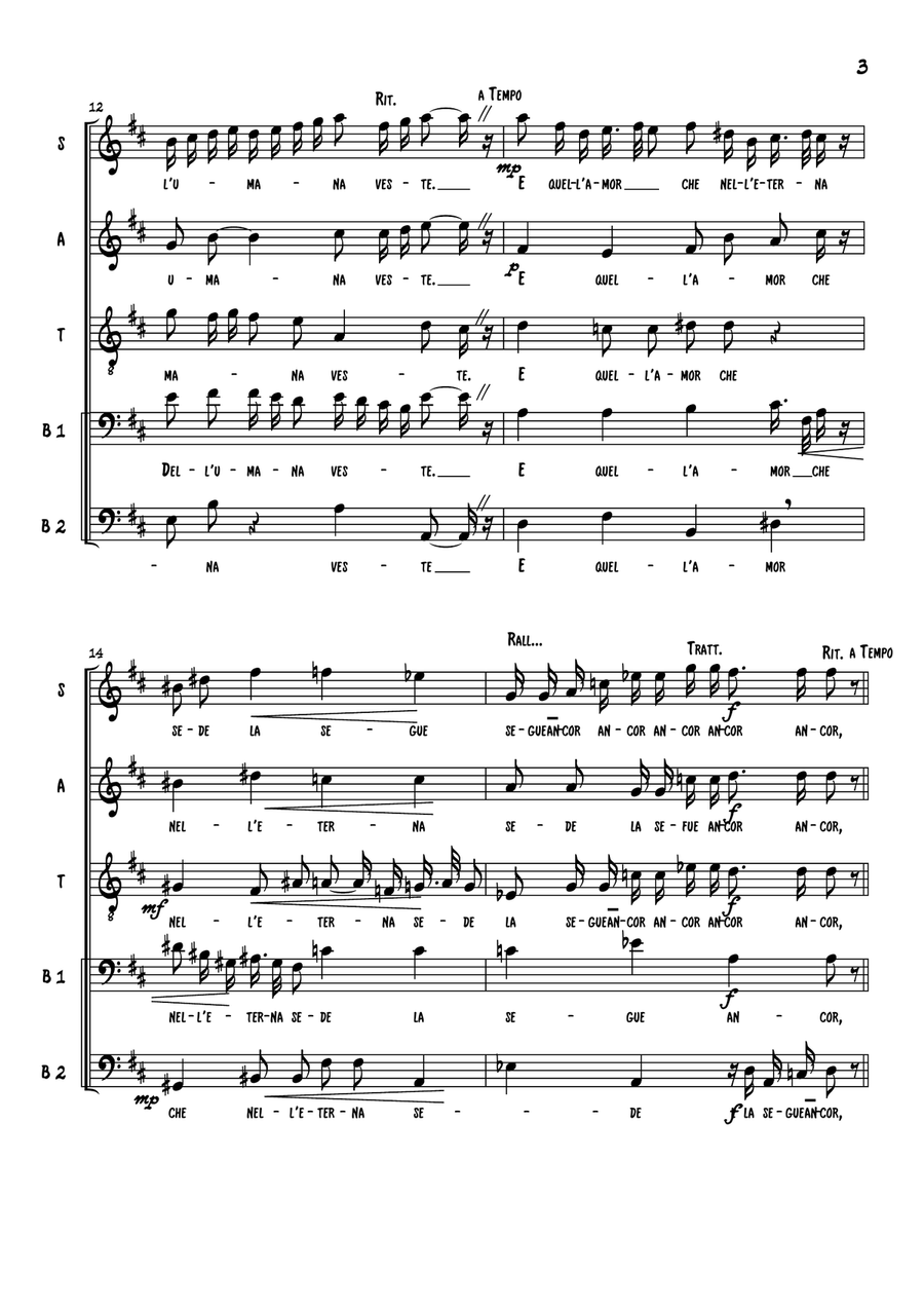 E quella certa speme_Madrigal Spiritual for Choir SATBB a cappella Divisi scores gallery preview page 3