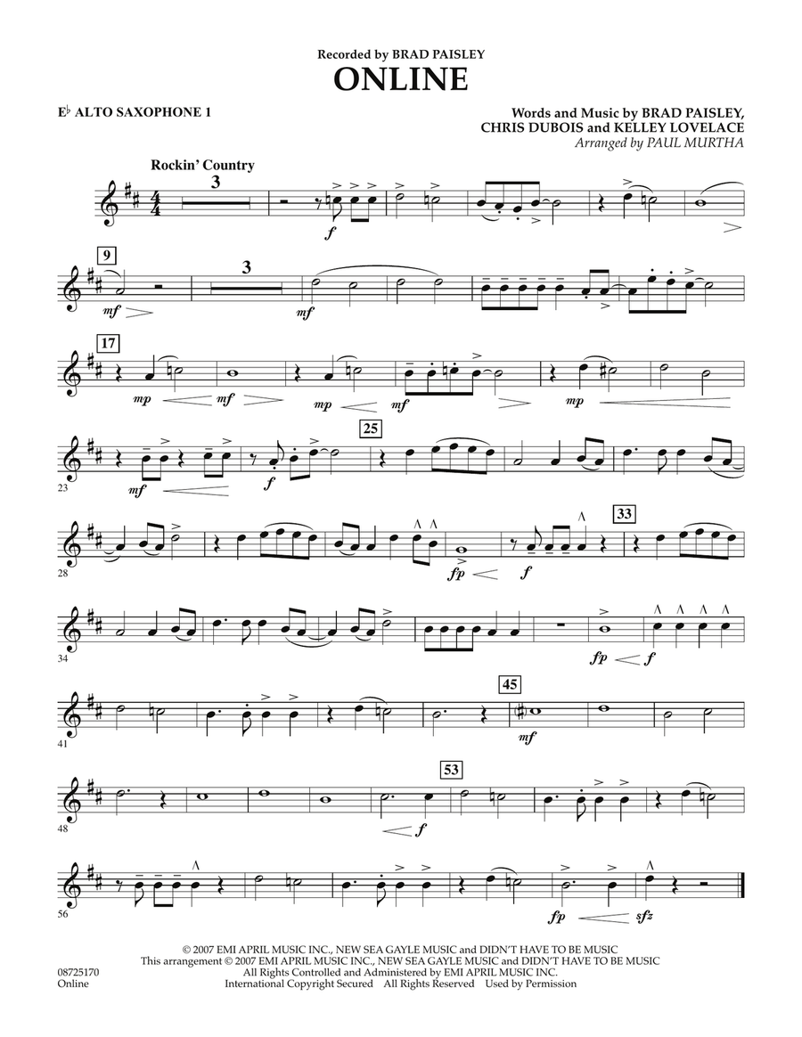 Online - Eb Alto Saxophone 1 Concert Band scores gallery preview page 1