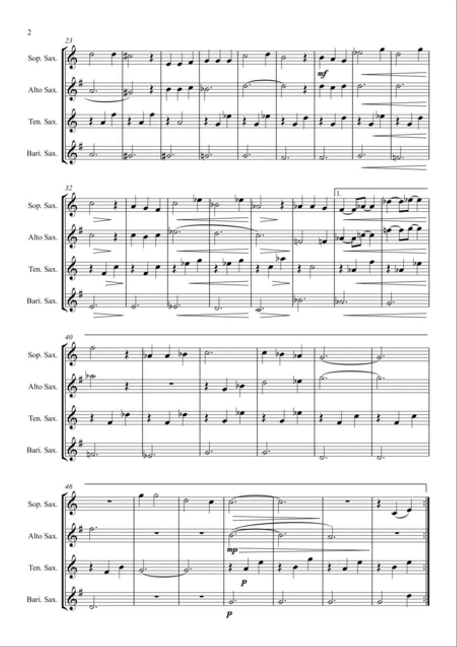 Ciao Papa Ciao Papa Saxophone Quartet scores gallery preview page 2