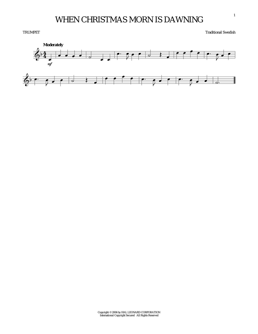 When Christmas Morn Is Dawning Trumpet Solo scores gallery preview page 1