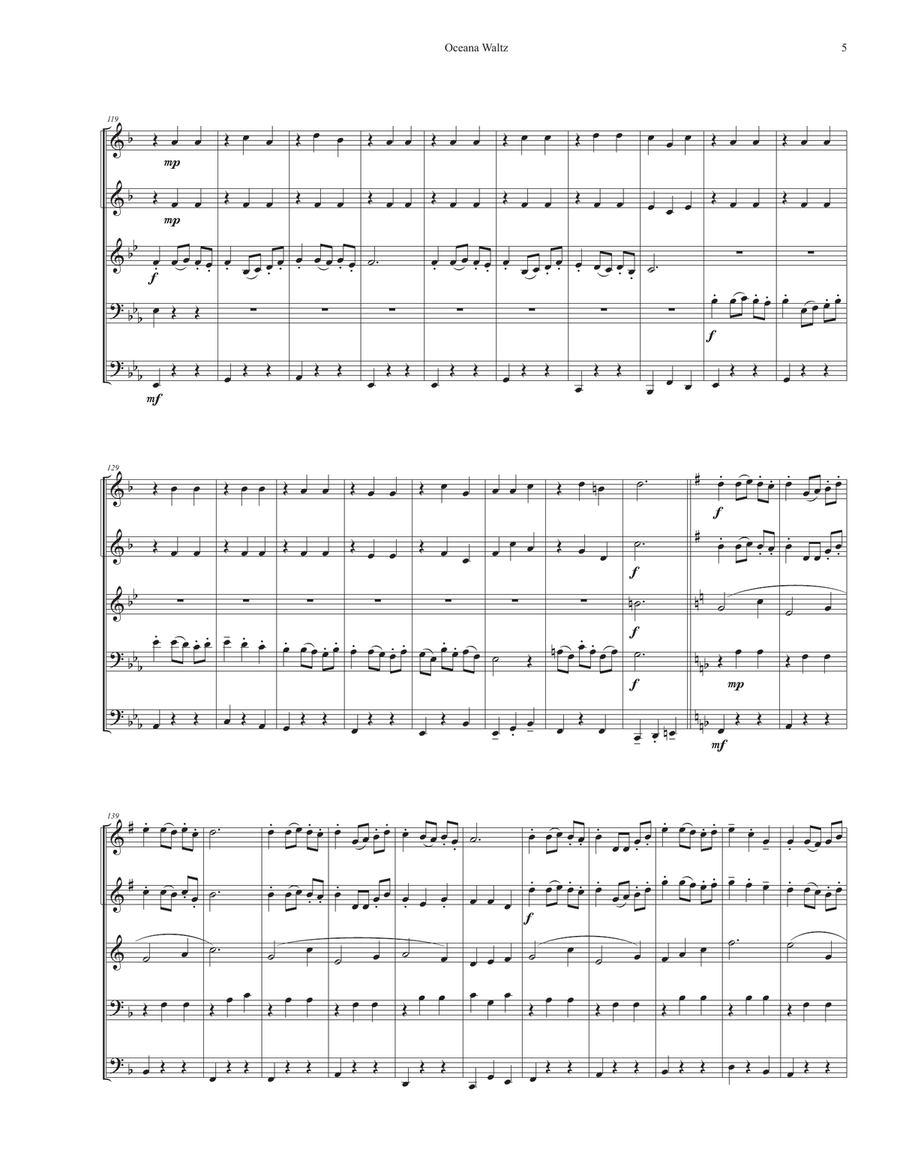 Oceana Waltz Oceana Waltz Brass Quintet scores gallery preview page 6