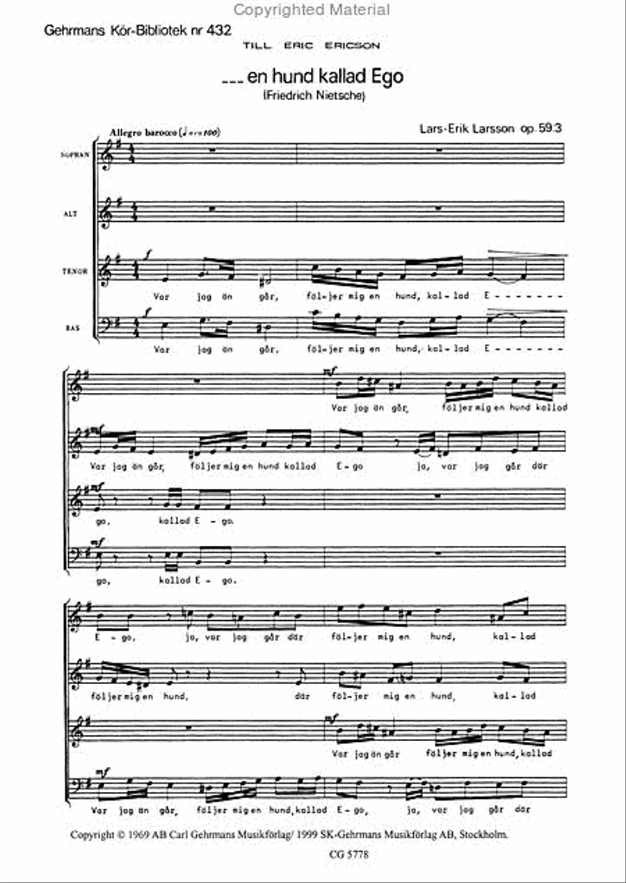 En hund kallad Ego En hund kallad Ego 4-Part scores gallery preview page 2