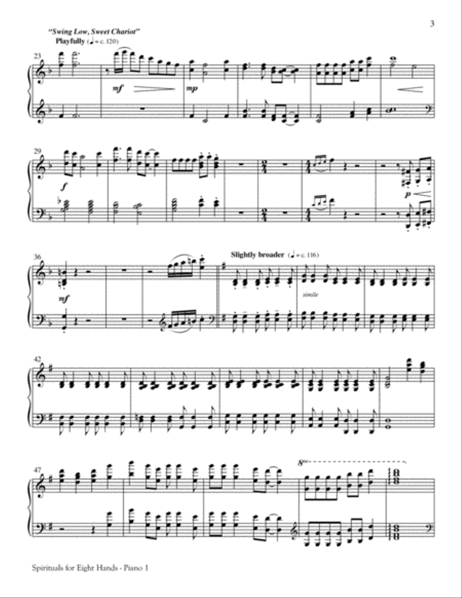 Spirituals for Eight Hands-Digital Download Piano Solo scores gallery preview page 2