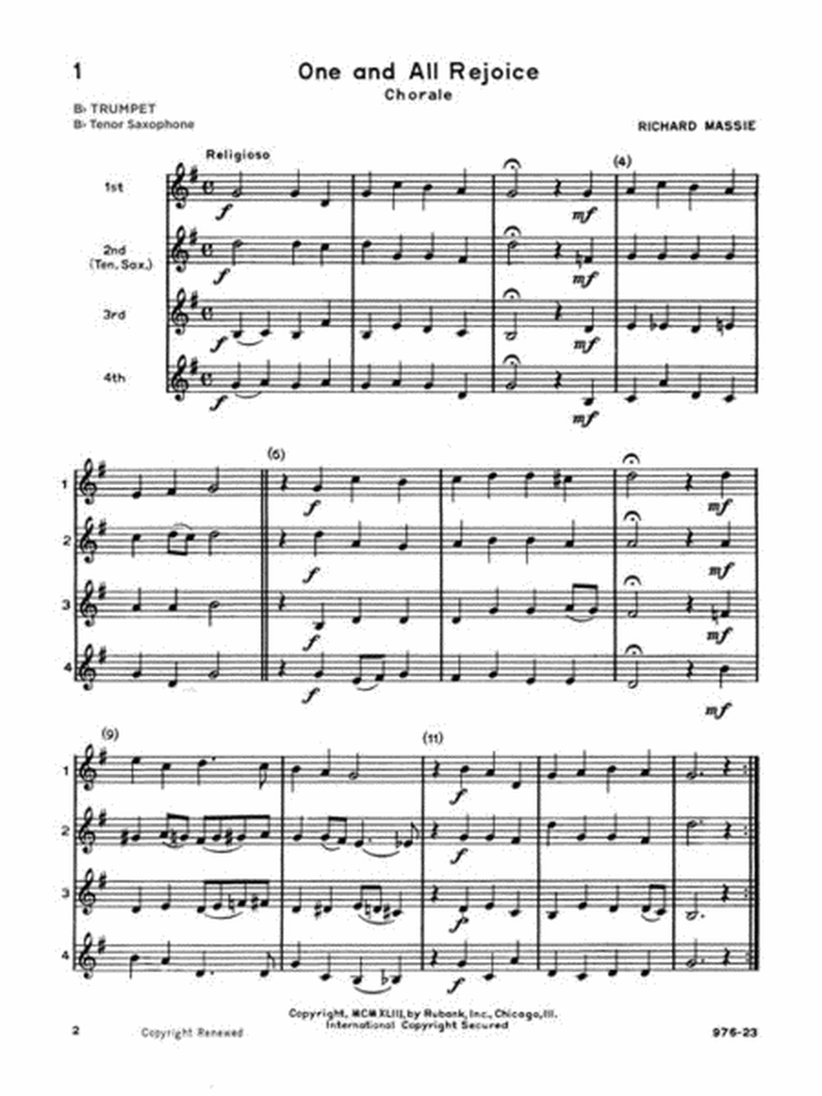 Ensemble Time - B Flat Cornets (Tenor Saxophone)