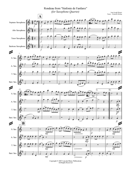Rondeau from “Sinfonie de Fanfares” (for Saxophone Quartet SATB) image number null