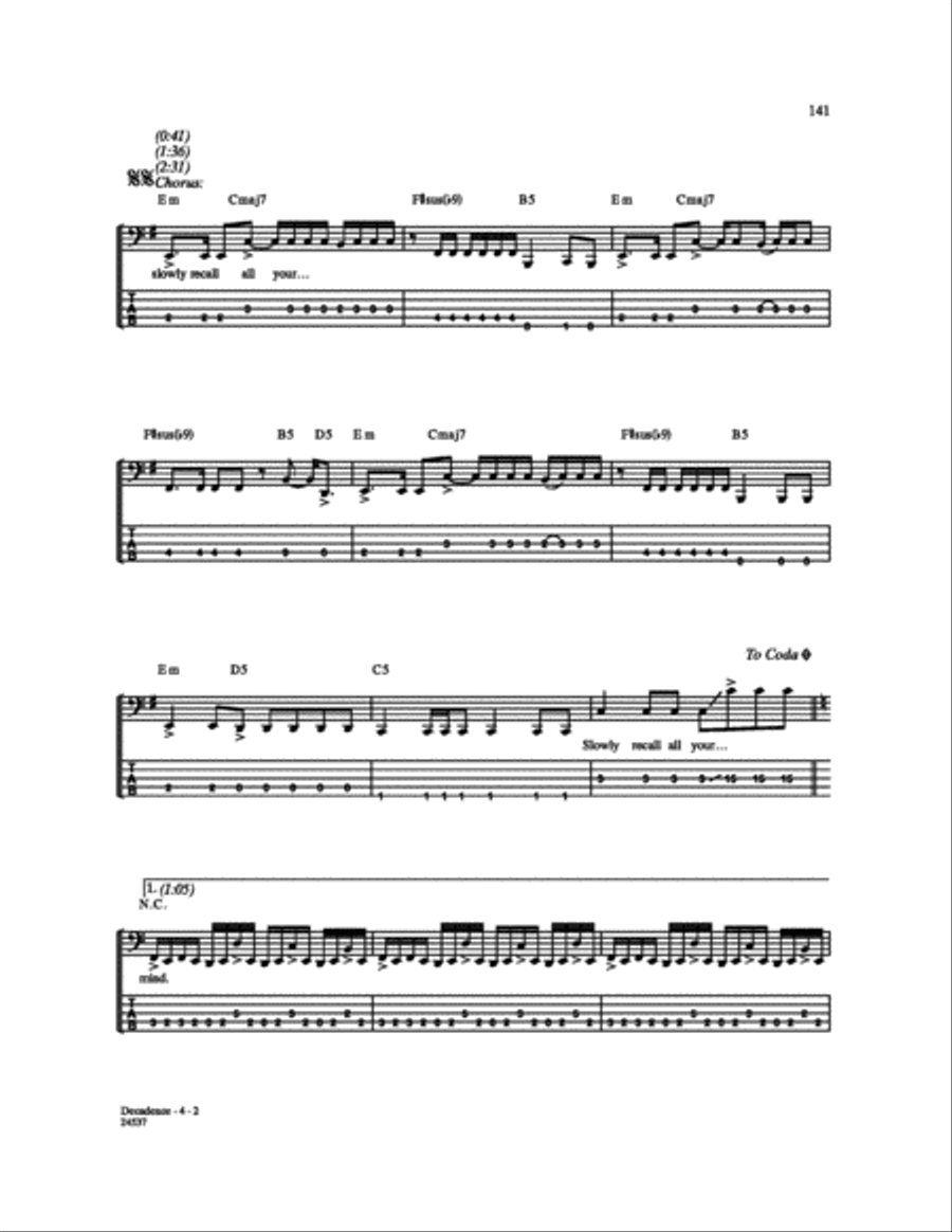 Decadence Bass Guitar Tablature scores gallery preview page 2