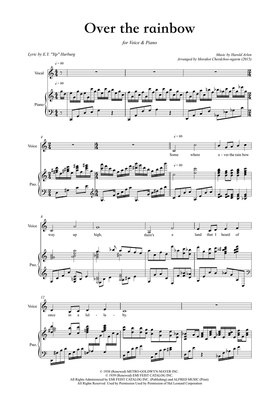 Over The Rainbow (from The Wizard Of Oz) Piano, Vocal scores gallery preview page 1
