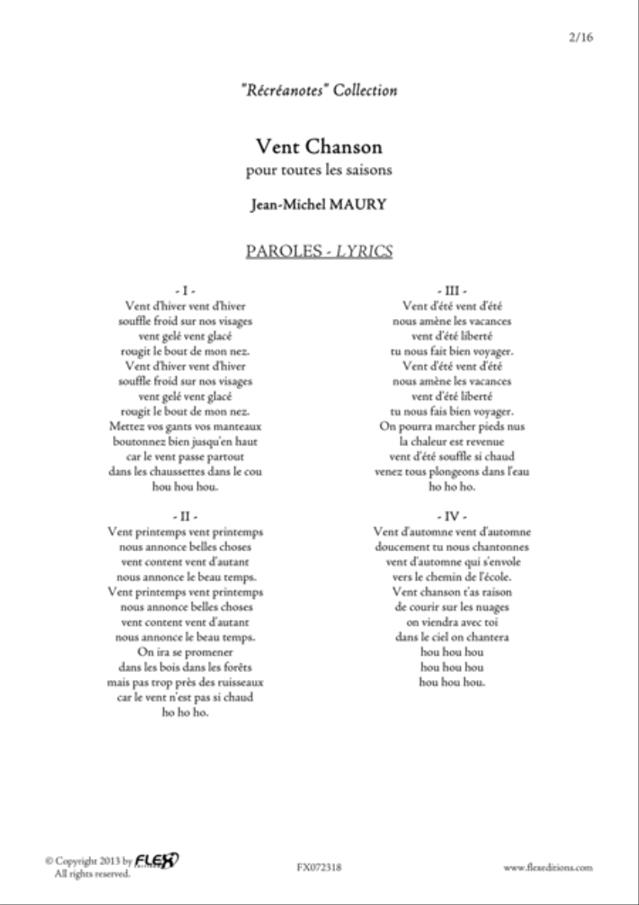 Vent Chanson Children's Choir scores gallery preview page 2