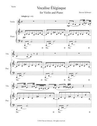 Vocalise Élégiaque for Violin and Piano (2016)