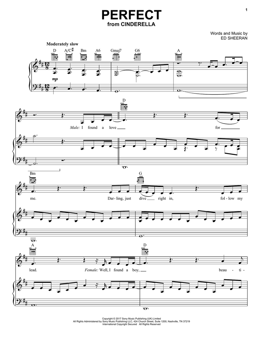 Perfect (from the Amazon Original Movie Cinderella) Piano, Vocal, Guitar scores gallery preview page 1