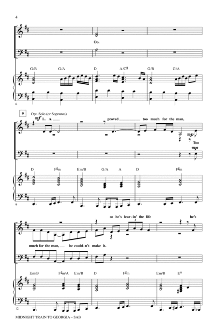 Midnight Train To Georgia 3-Part scores gallery preview page 2