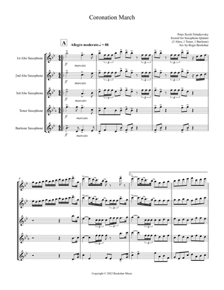 Coronation March (Db) (Saxophone Quintet - 3 Altos, 1 Tenor, 1 Bari)