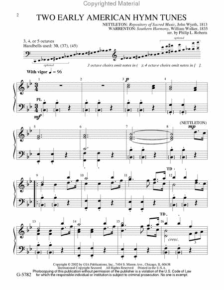Two Early American Hymn Tunes - Handbells image number null