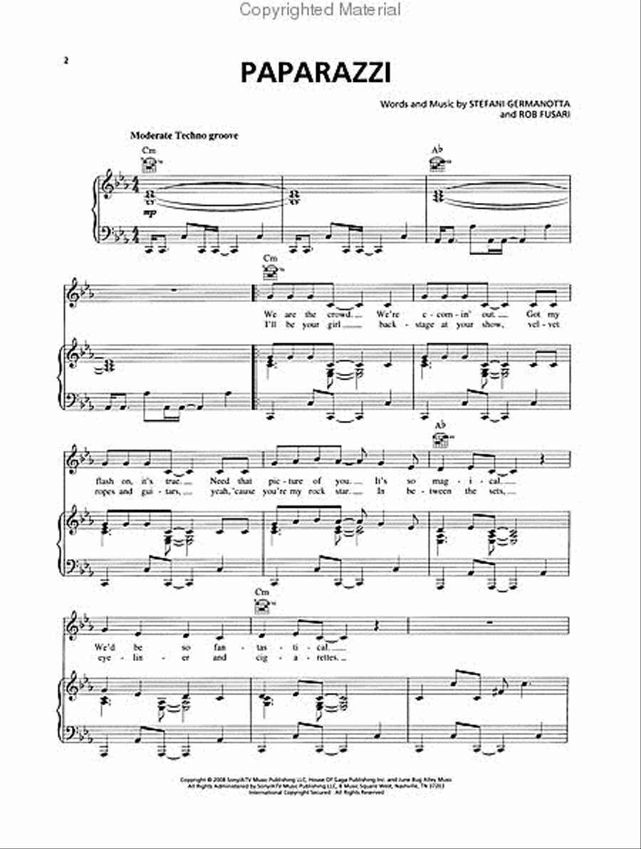 Paparazzi Piano, Vocal, Guitar scores gallery preview page 2