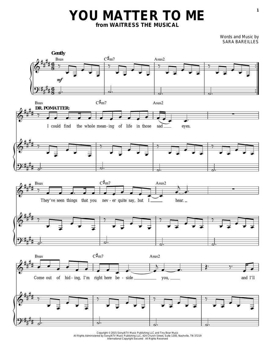 You Matter To Me (from Waitress The Musical) Voice scores gallery preview page 1