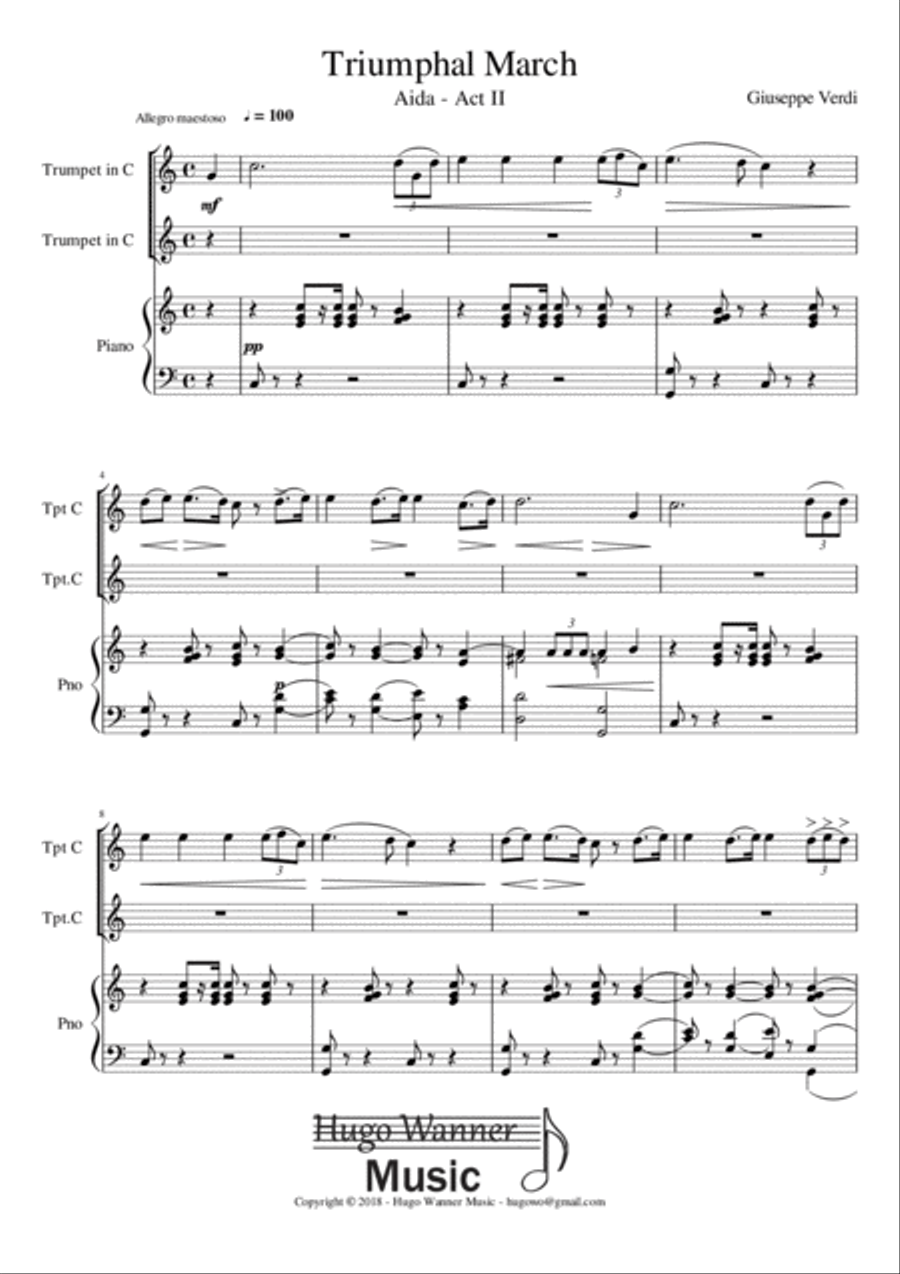 Triumphal March - Aida - Act II - In C Major Small Ensemble scores gallery preview page 1