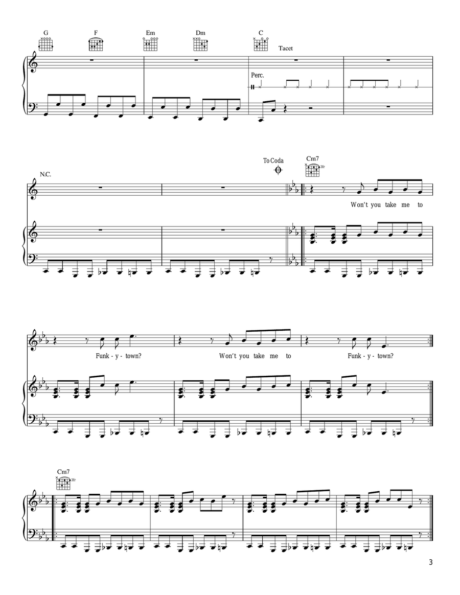 Funkytown Piano, Vocal, Guitar scores gallery preview page 3