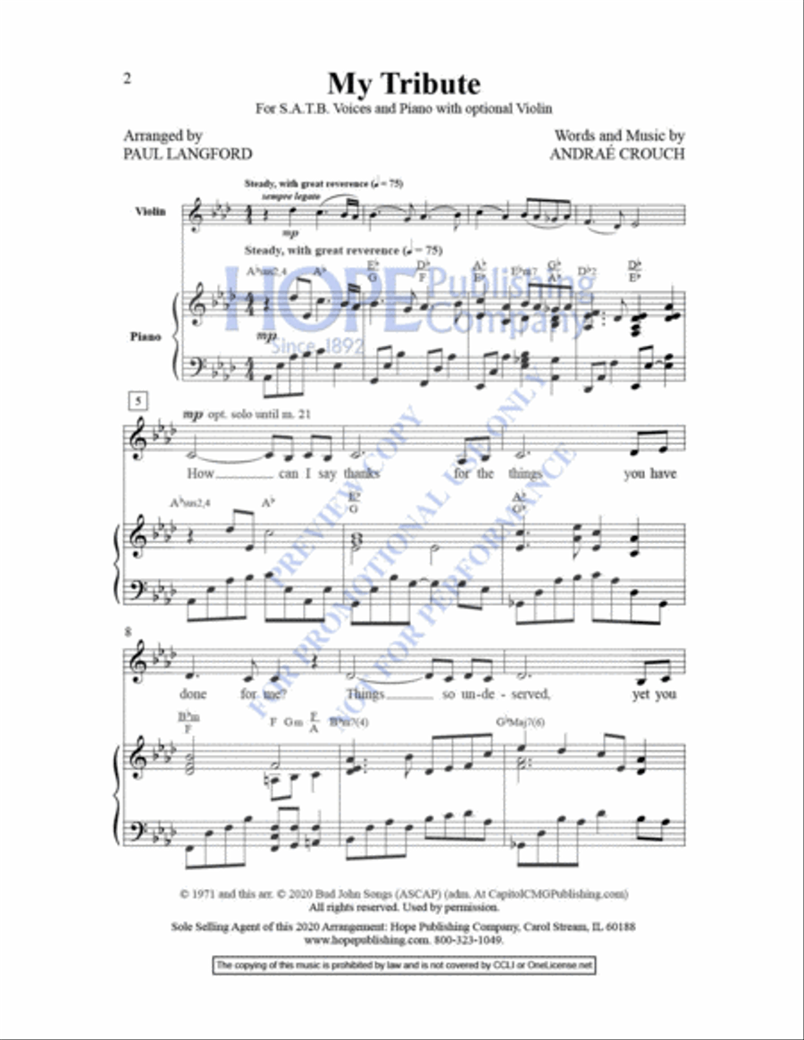 My Tribute My Tribute Choir scores gallery preview page 3