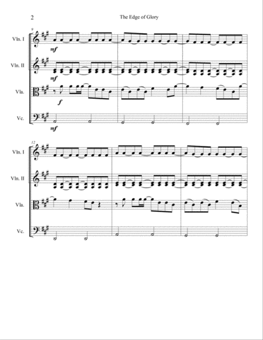 The Edge Of Glory The Edge Of Glory String Quartet scores gallery preview page 2