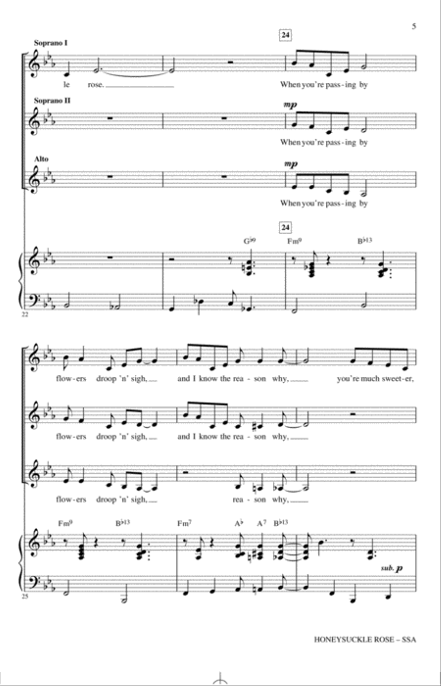 Honeysuckle Rose (arr. Darmon Meader) SSA scores gallery preview page 4