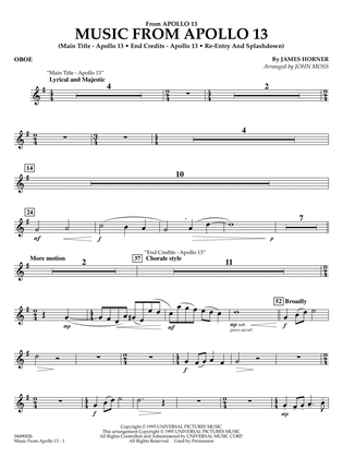 Book cover for Music from Apollo 13 (arr. John Moss) - Oboe