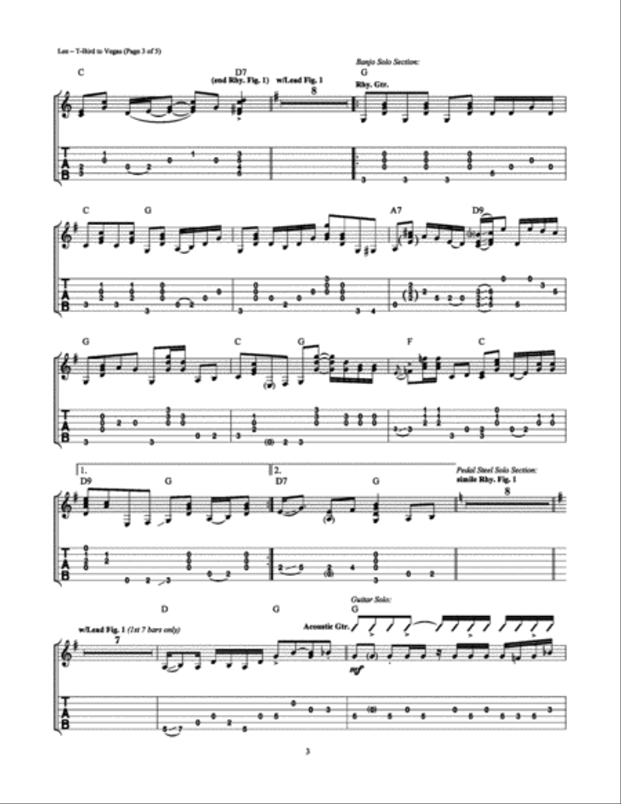 T-Bird to Vegas Electric Guitar scores gallery preview page 3